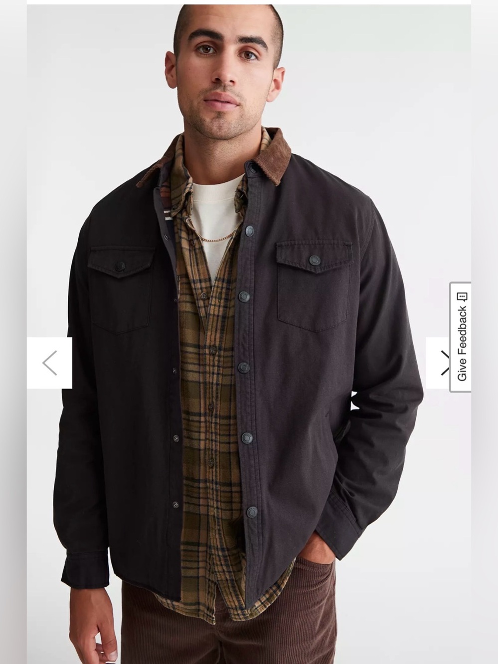 Katin Campbell Jacket Black Canvas Corduroy Collar Flannel Lined Medium